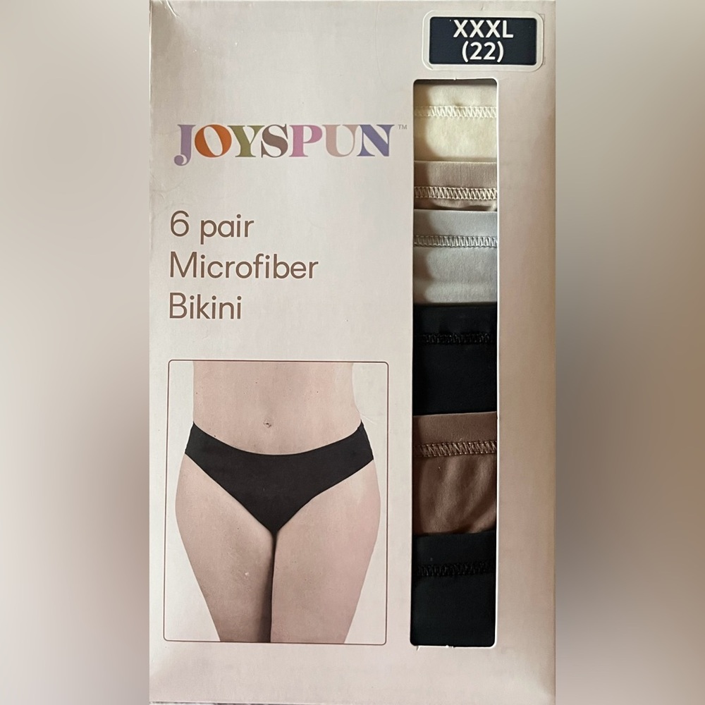 Joyspun 6 Pair Microfiber Bikini Set. New in box. Women’s size XXXL (22)